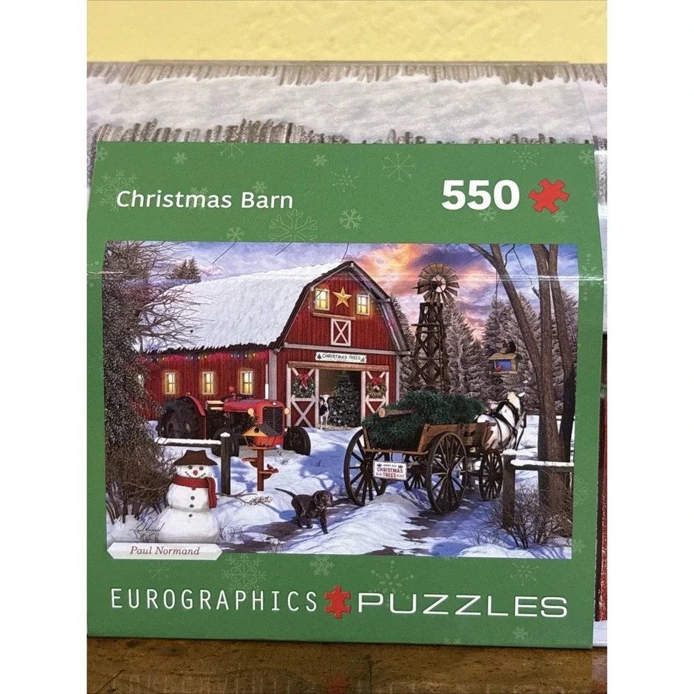 Eurographics Christmas Barn Puzzle 550 Pieces Collectible Tin